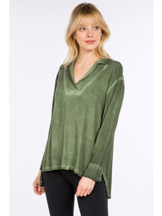 M. Rena Cross Hatch Collared Tunic (Spruce)