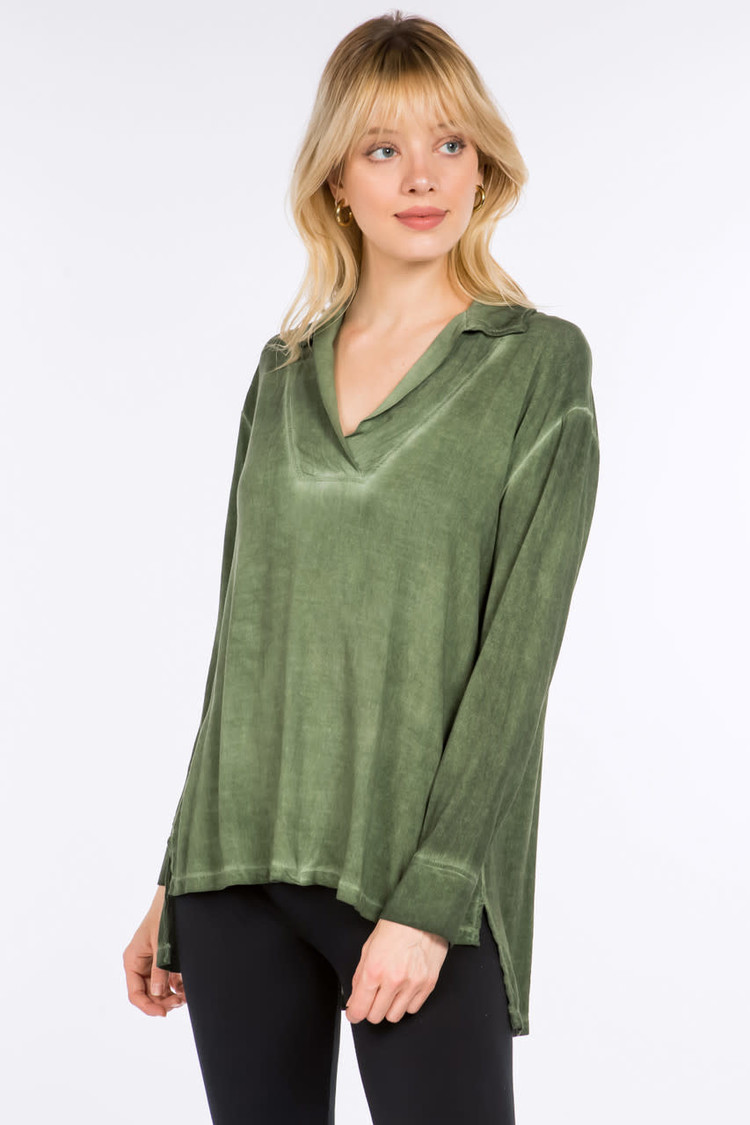 M. Rena Cross Hatch Collared Tunic (Spruce)