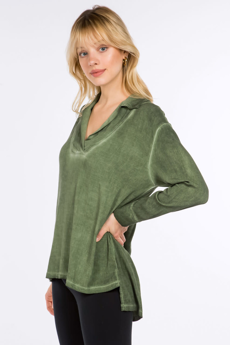 M. Rena Cross Hatch Collared Tunic (Spruce)