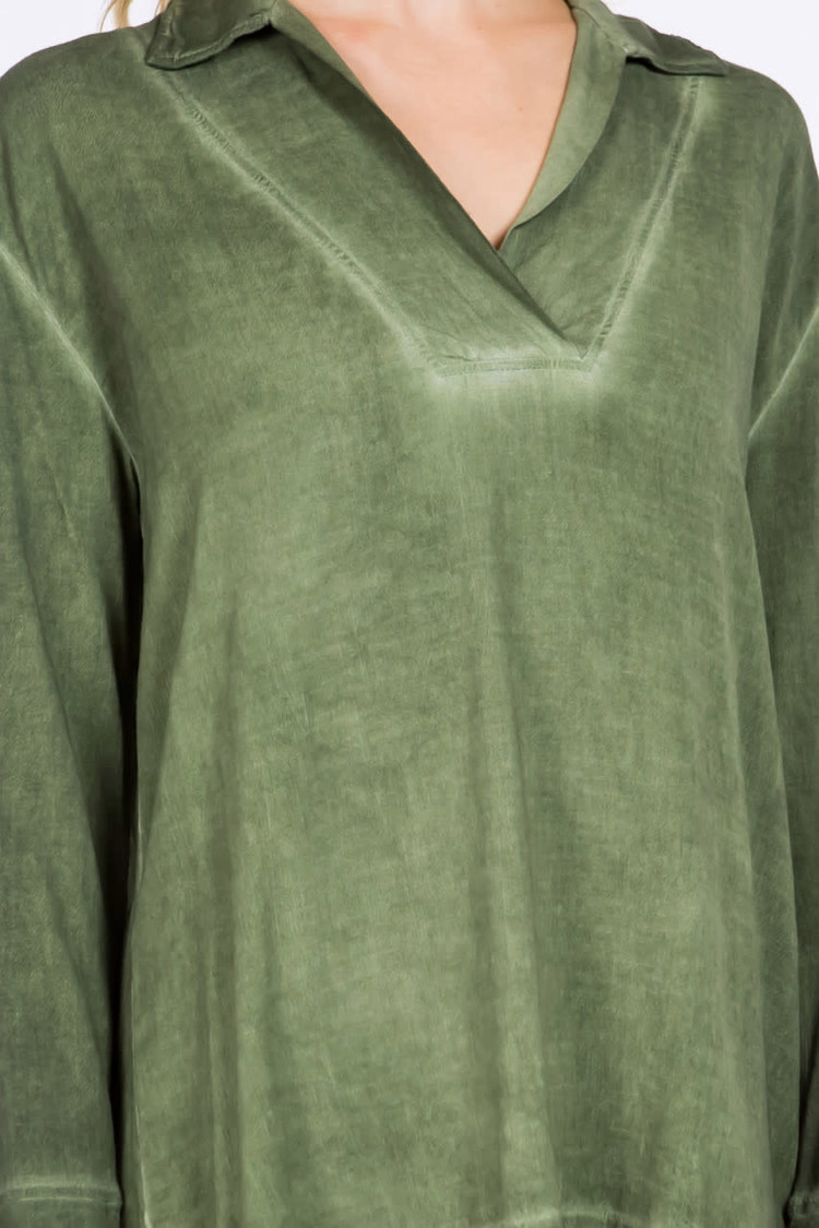 M. Rena Cross Hatch Collared Tunic (Spruce)