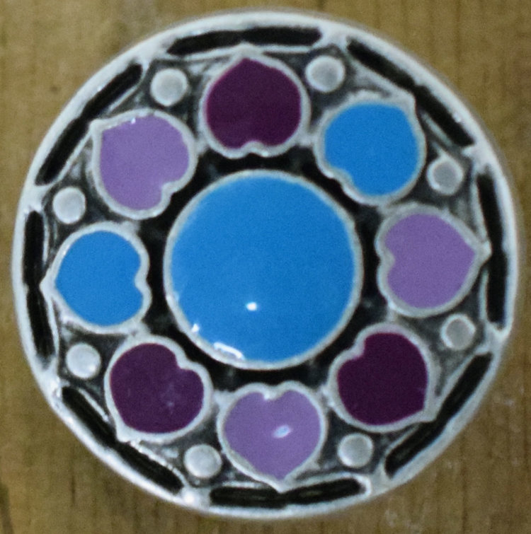 7/8" Purple & Teal Hearts with Pewter #89061