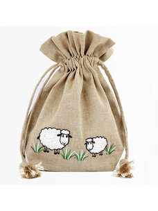 Lantern Moon Meadow Drawstring Bag (Natural/White)