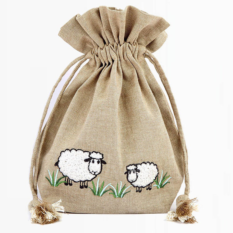 Lantern Moon Meadow Drawstring Bag (Natural/White)