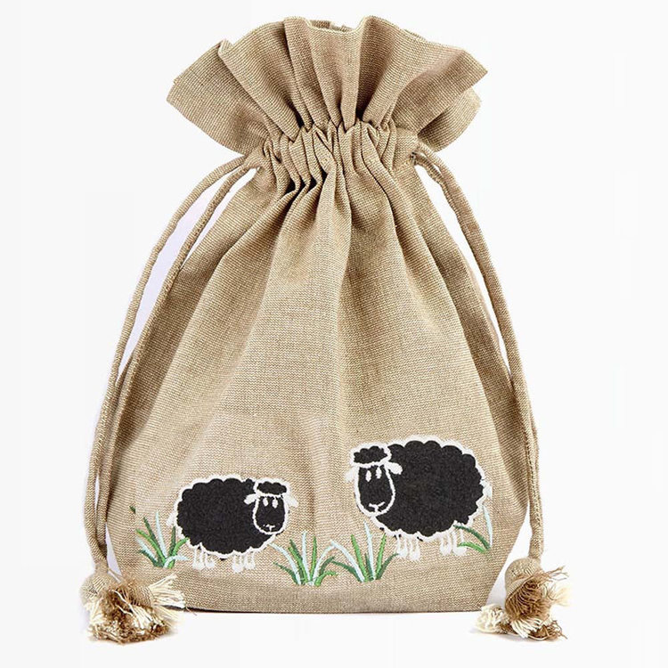 Lantern Moon Meadow Drawstring Bag (Natural/Black)