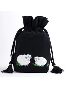Lantern Moon Meadow Drawstring Bag (Black)