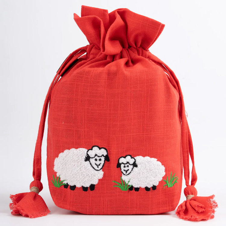 Lantern Moon Meadow Drawstring Bag (Red)