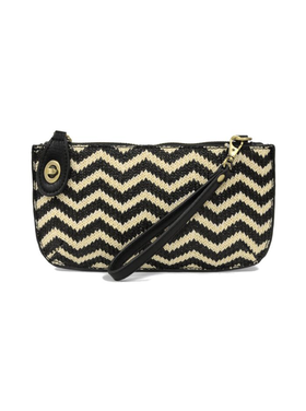 Joy Susan Straw Mini Crossbody Wristlet Clutch (Black/Cream)