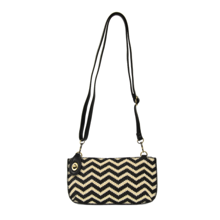 Joy Susan Straw Mini Crossbody Wristlet Clutch (Black/Cream)
