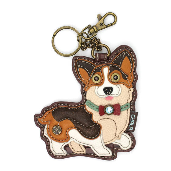 WELSH CORGI Tri-color Handpainted Camel Color Faux Leather 