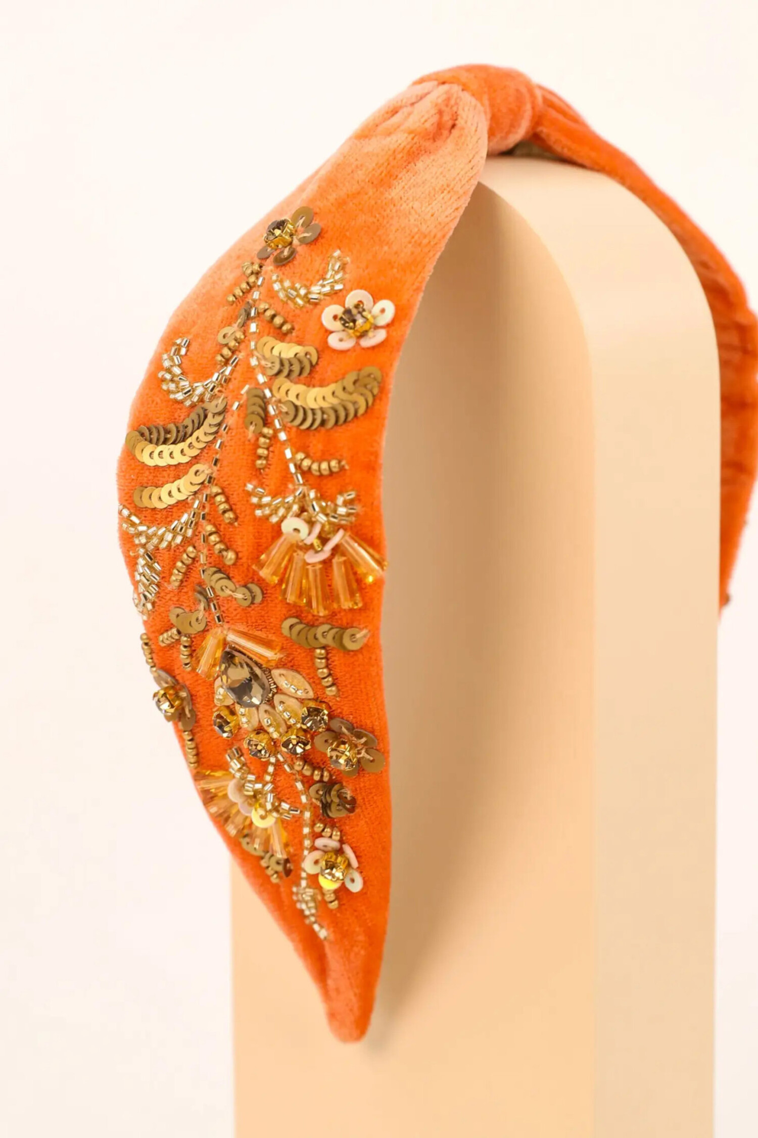 Powder Design Velvet Headband (Tangerine) - Sealed with a Kiss