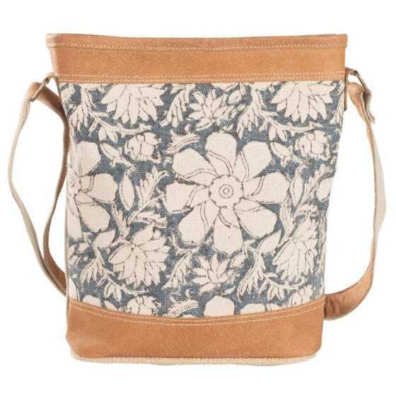 Floral Print Canvas & Leather Backpack Purse by Clea Ray