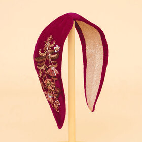 Powder Design Velvet Headband (Fuchsia)