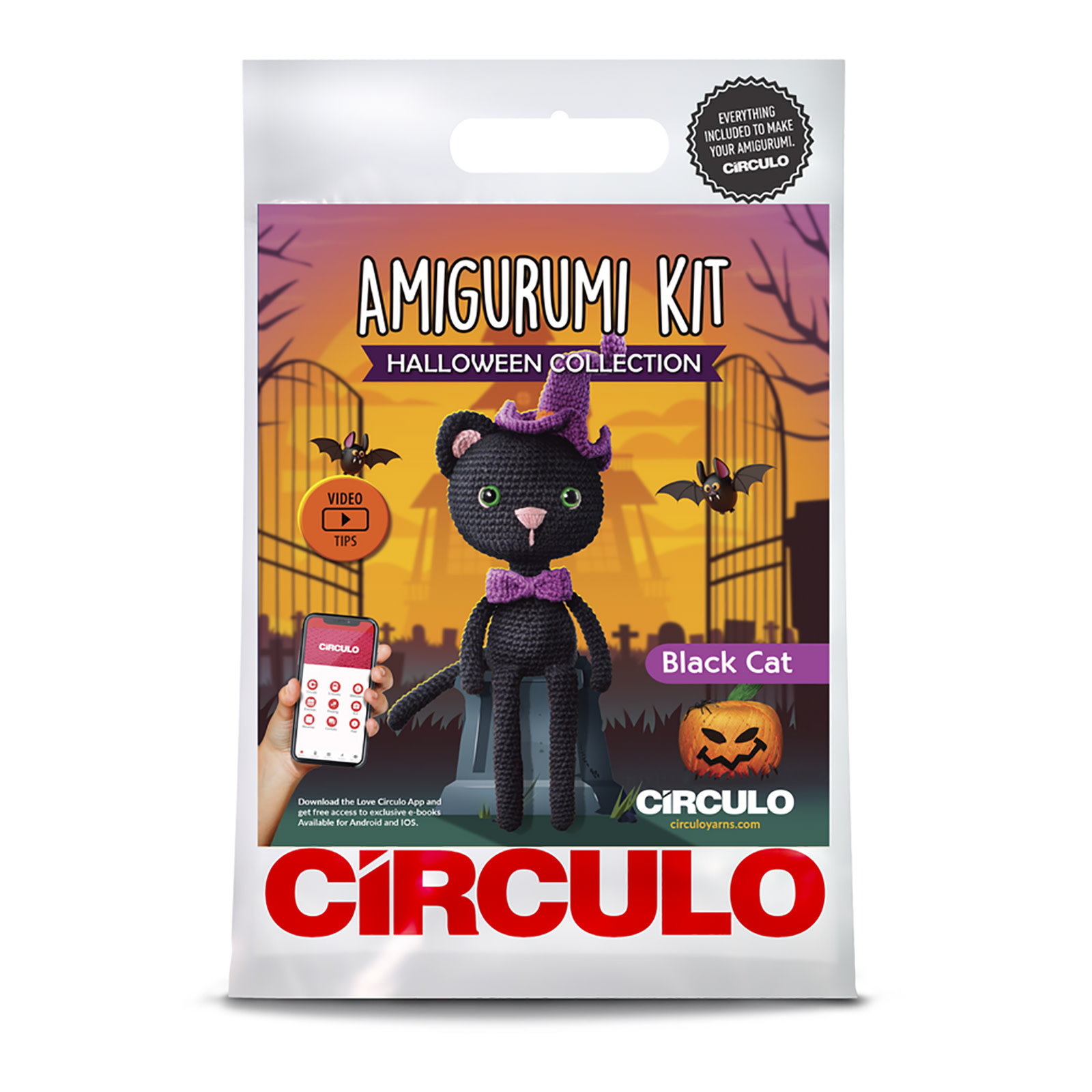 Halloween Crochet Kit (Black Cat) - Sealed with a Kiss
