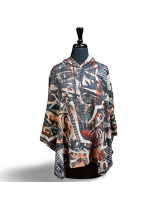 Inoah Jungle Leaves Hooded Poncho
