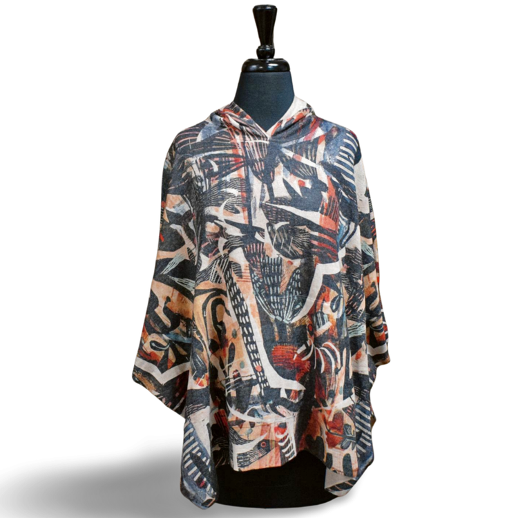 Inoah Jungle Leaves Hooded Poncho