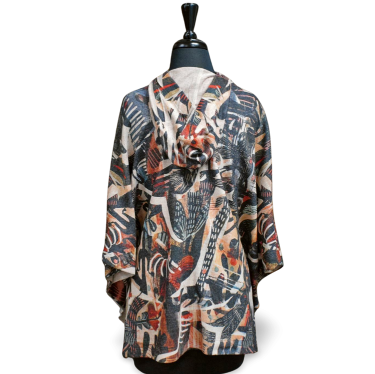 Inoah Jungle Leaves Hooded Poncho