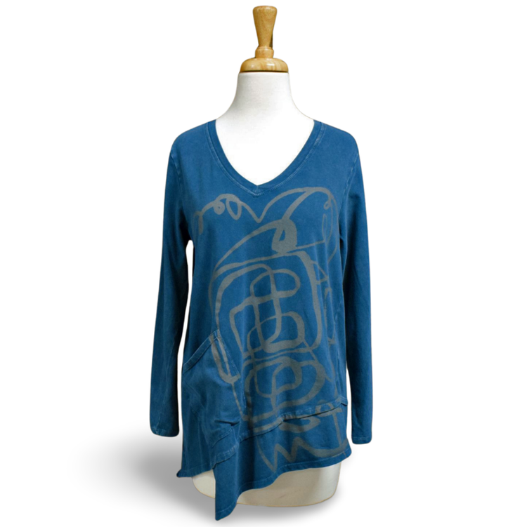 Inoah V-Neck Top (Prussian)