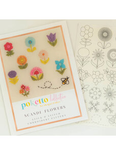 Ikigai Fiber Stick & Stitch Embroidery Pattern (Scandi Flowers)