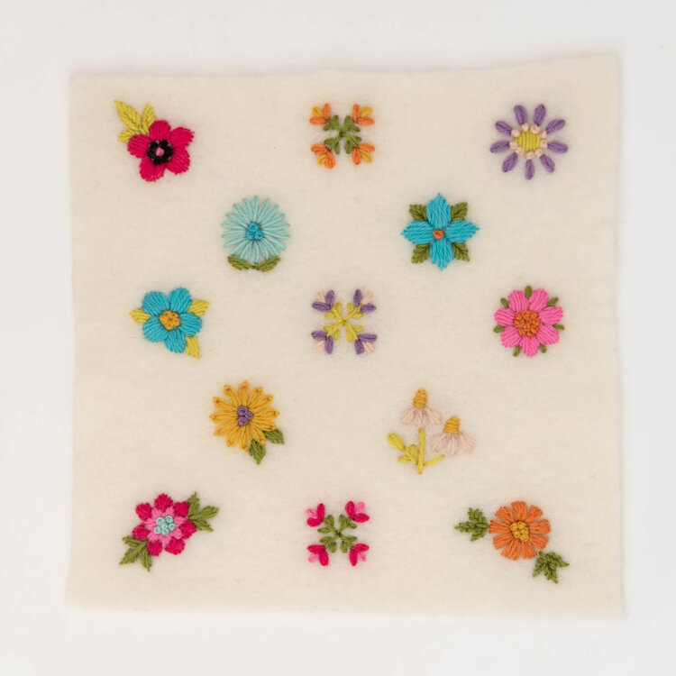Ikigai Fiber Stick & Stitch Embroidery Pattern (Scandi Flowers)