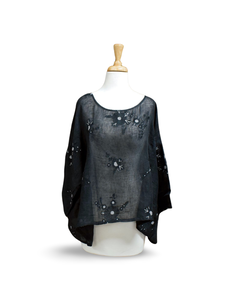 Namsar Linen Gauze Embroidered Top (Black)