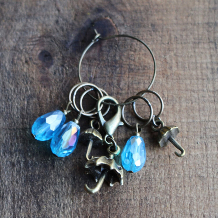 NNK Press April Showers Stitch Markers/Turquoise Rain