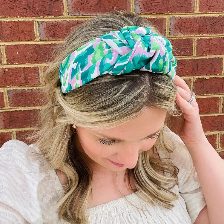 Gray Bird Label Preppy Knot Headband (Green)