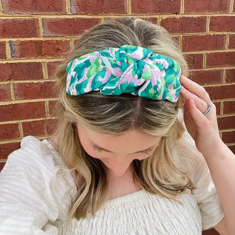 Gray Bird Label Preppy Knot Headband (Green)