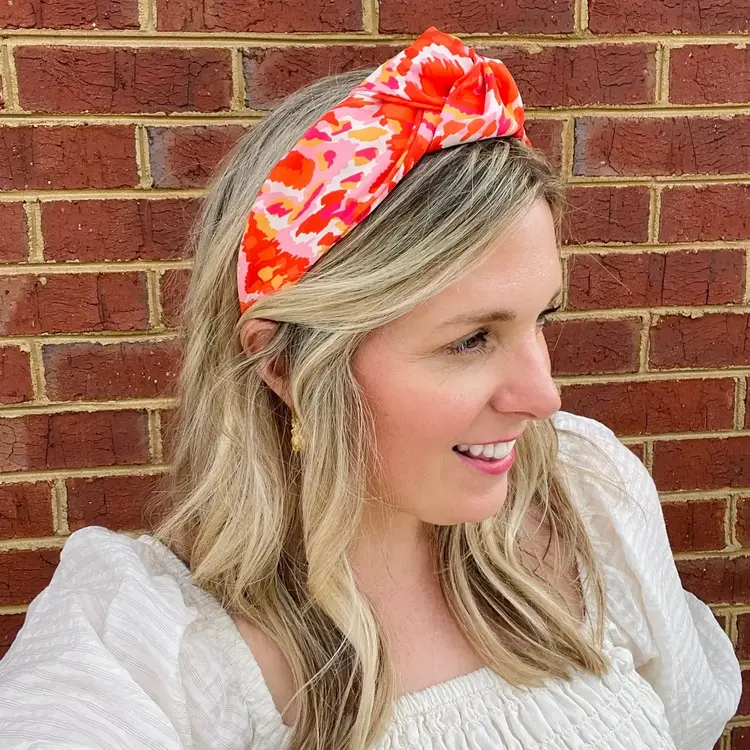 Gray Bird Label Preppy Knot Headband (Orange)