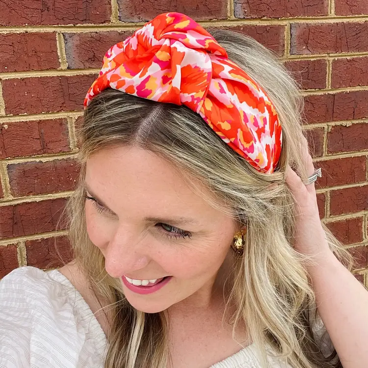 Gray Bird Label Preppy Knot Headband (Orange)