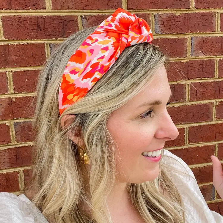 Gray Bird Label Preppy Knot Headband (Orange)