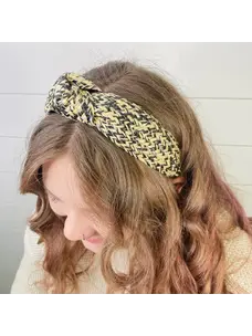 Gray Bird Label Woven Rattan Headband (Black/Natural)