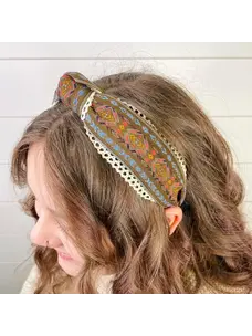 Gray Bird Label Aztec Lace Knot Headband (Brown)