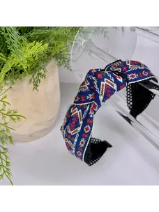 Gray Bird Label Aztec Lace Knot Headband (Blue)