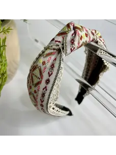 Gray Bird Label Aztec Lace Knot Headband (Ivory)