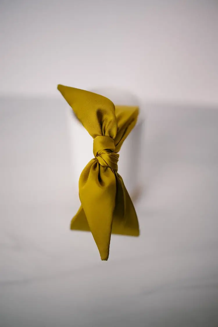 Gray Bird Label Satin Scarf Bow Knot Headband (Mustard)