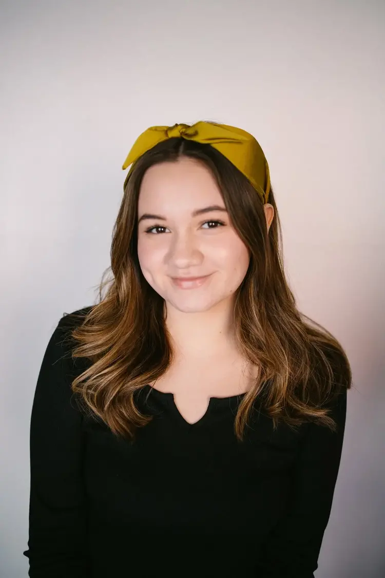 Gray Bird Label Satin Scarf Bow Knot Headband (Mustard)