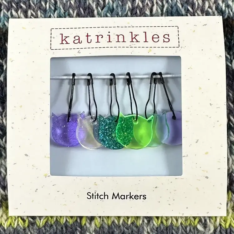 Katrinkles Acrylic Cat Stitch Marker Set (Pins)