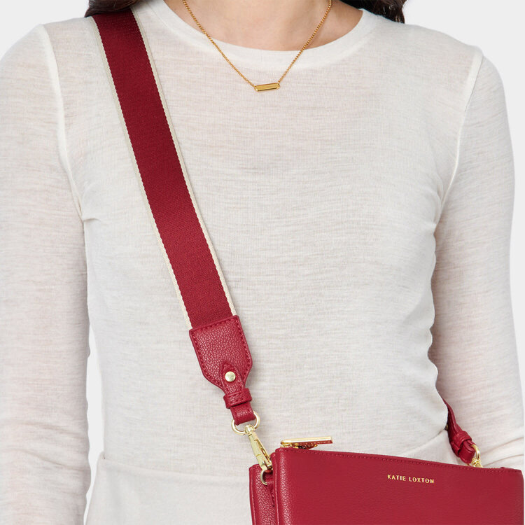 Katie Loxton Canvas Strap (Garnet Red Stripe)