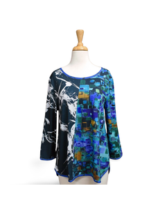 Lemongrass Mixed Media Reversible Top (Royal)