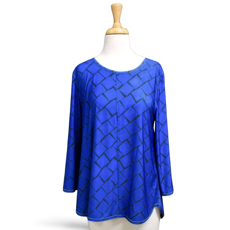 Lemongrass Mixed Media Reversible Top (Royal)
