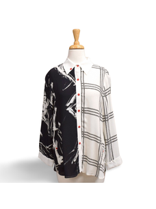 Lemongrass Button Down Blouse (Black/White)