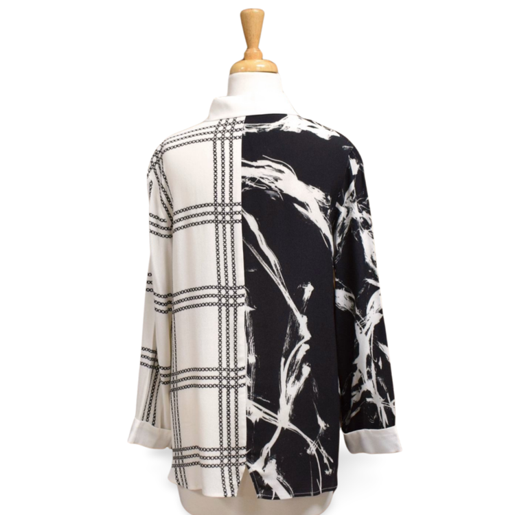 Lemongrass Button Down Blouse (Black/White)