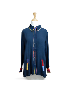 Lemongrass Button Down Blouse (Black)