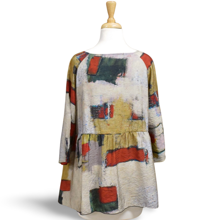 3 Potato Clothing Red Abstract Top