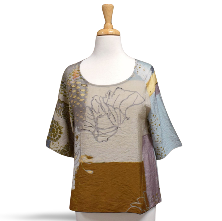 3 Potato Clothing Floral Stamp Abstract Top