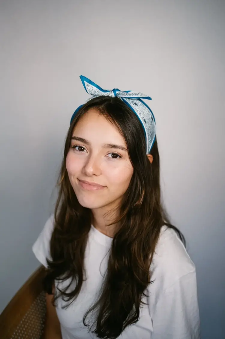 Gray Bird Label Paisley Headband (Bright Blue)