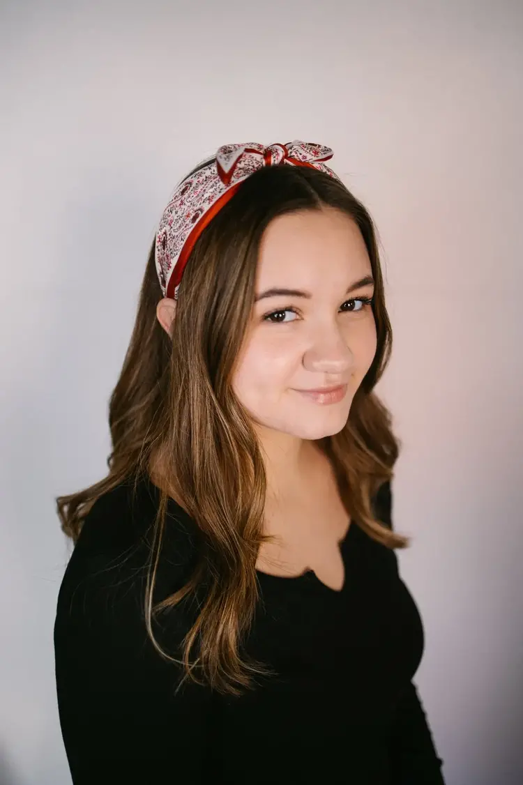 Gray Bird Label Paisley Headband (Red/Orange)