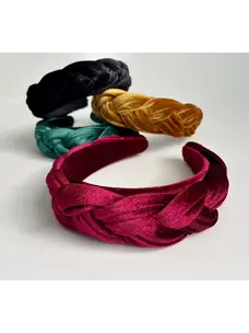 Gray Bird Label Velvet Braided Headband (Cranberry)
