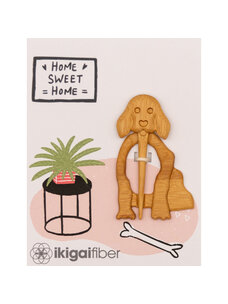 Ikigai Fiber Wood Shawl Pin (House Dog)
