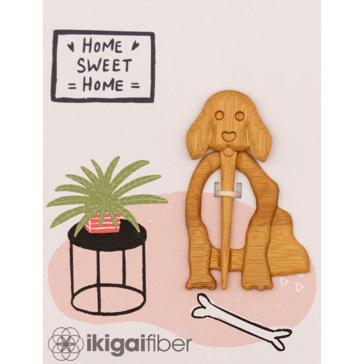 Ikigai Fiber Wood Shawl Pin (House Dog)